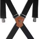 WELKINLAND 2Inch Wide Clip-On Work Suspenders, Heavy-Duty Work Suspenders Men, Big Tall Suspender For Seniors, Black Men Suspender For Jeans (Black), One Size