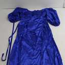 Women's Long Sleeve Bridesmaid Dresses with Slit Pleated Corset Satin Formal Evening Dress Size 12 Blue