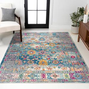 JONATHAN Y Boho Vintage Navy/Cream Indoor Area Rug, 4x6, Bohemian Flair Medallion, Chic, Floral, High Traffic for Living Room, Bedroom, Kitchen, Pet Friendly, Non-Shedding (BMF103B-4)