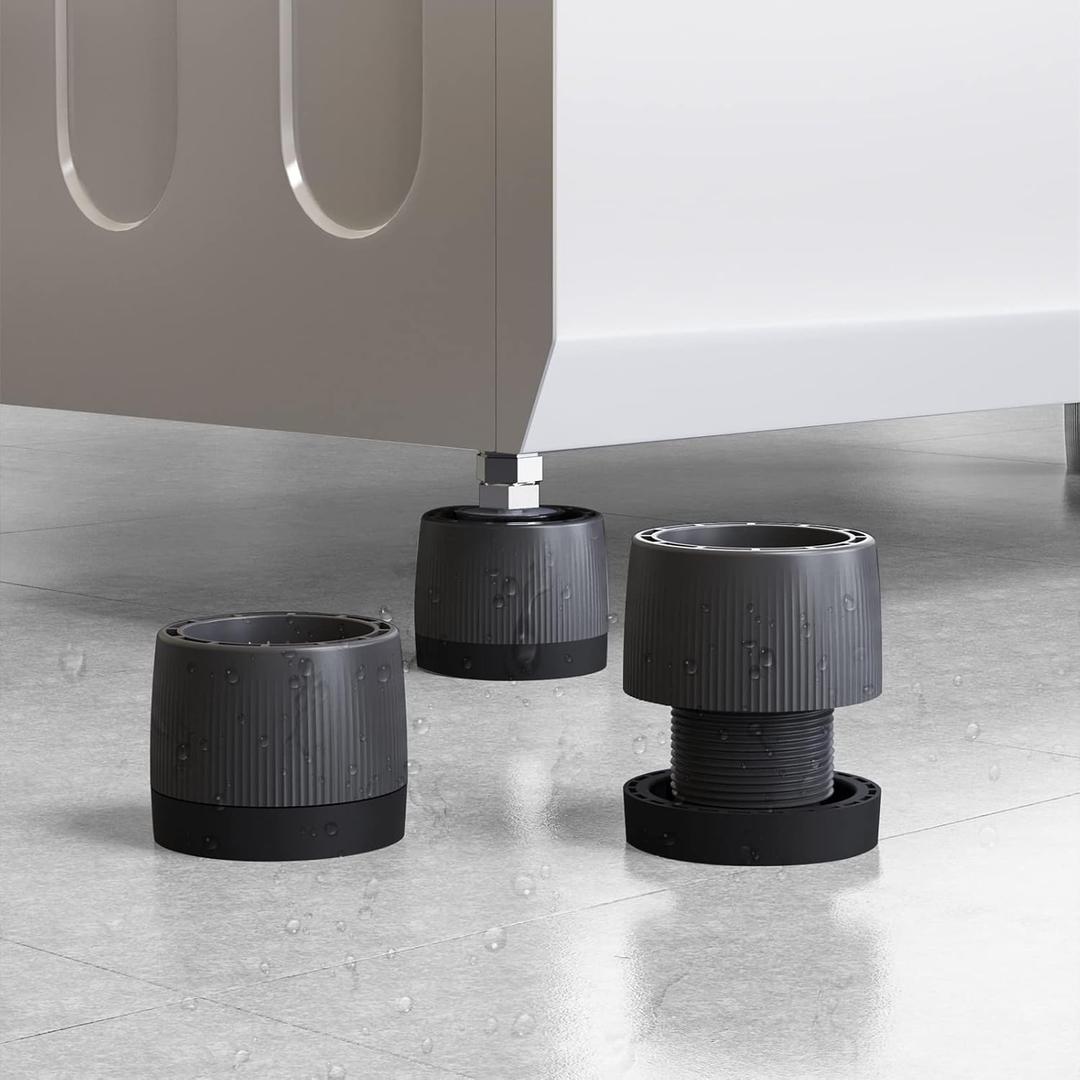 Anti Vibration Pads for Washing Machine, Adjustable Anti-Slip Washer Rubber Isolation Pads, Universal Furniture Pads 4 Packs (Black)