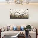 Wildflower Wall Art Autumn Canvas Picture Butterfly Grass Dandelion Artwork Vintage Wooden Board Painting Prints for Bedroom Living Room Office Home Kitchen Wall Decor Framed Ready to Hang 24" x 48"