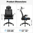 High Back Mesh Office Chair Small Desk Chairs with Flip-up Armrests,Black, Oversized