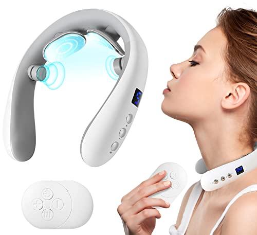 HANASCAR Neck Massager with Heat, Portable Electric Neck Massager for Pain Relief Deep Tissue, 10 Modes&16 Levels, 130g Ultra-Light Wear, Relax Gift for Her/Him/Friend/Dad/Mom