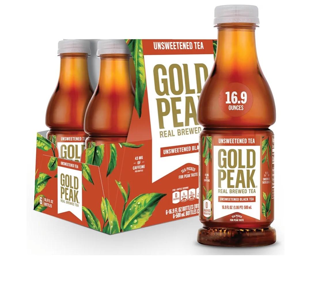 Gold Peak Tea, Unsweet Tea, 16.9 fl oz, 24 Pack BBD: 09-22-2025