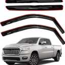 AUXKO in Channel Rain Guards for Ram 1500 Crew cab 2019-2026, 4Pcs Window Vent Visors Accessories Rain Guard Window Visors, Easy Install Car Side Window Wind Deflectors & Visors for Truck Black