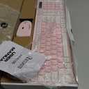 Wireless Keyboard and Mouse Combo, Reccazr 2.4G Full-Sized Keyboard and Mouse Cordless, 3 DPI Adjustable Mouse, Dual-System Keyboard for Computer/Laptop/Windows/Mac (Pink & White)