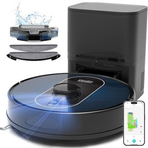 Robot Vacuum and Mop Combo, 6000Pa Robotic Vacuum with Mapping, Self-Emptying Station for 90 Days Hands-Free, LiDAR Navigation, Wi-Fi/App/Alexa Voice Control, for Carpets & Hard Floors