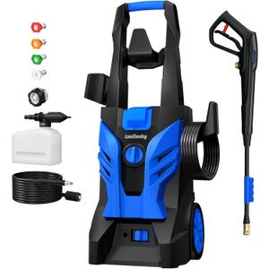 Electric Pressure Washer, Power Washer with Foam Cannon, Portable Pressure Cleaning Machine with 4 Different Nozzles for Cars, Driveways, Fences, Patios, Home Cleaning, 2.5 GPM