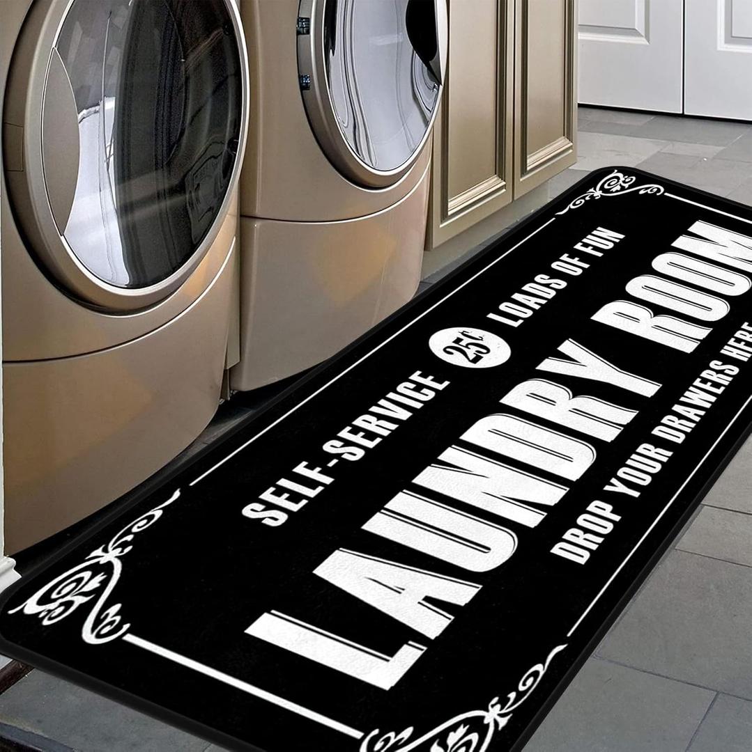 Black-2 Farmhouse Non-Slip Waterproof Rug Runner (Kitchen, Bathroom & Mudroom) - 20"x59"