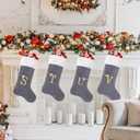 20-Inch Letter Embroidered Christmas Stocking Thick Grey Velvet with Super Soft Plush Cuff Personalized Festival Decoration for Xmas and New Year Party(Letter C)