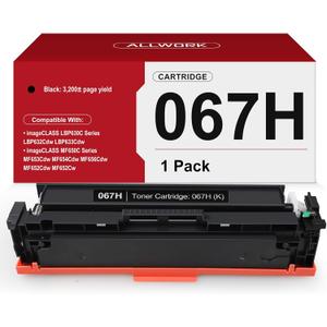 067H 067 Black Toner Cartridge Compatible Replacement for Canon 067H 067 High Capacity Works for Canon Color imageCLASS MF650C MF656Cdw MF653Cdw MF654Cdw LBP630C LBP632Cdw Printer 1-Pack with Chip