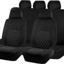 Car Seat Cover Full Sets, Polyester Foam Breathable Waterproof Vehicle Split Front Rear Seat Protectors, Automotive Interior Chair Cushion Pad, Universal for SUV RV Truck (Black)