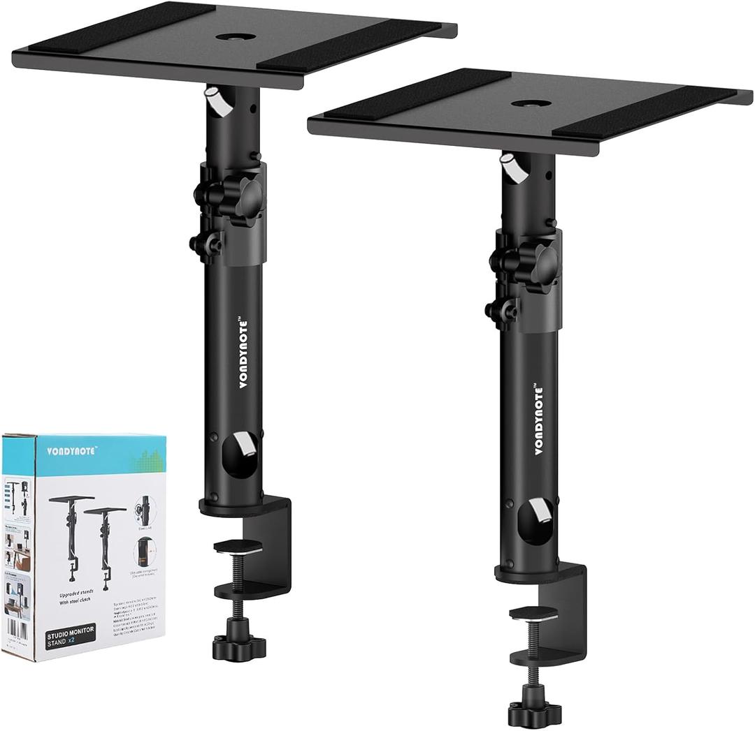 Set of 2 Sturdy Studio Monitor Stands Desktop Clamp Speaker Stands with Cable Management