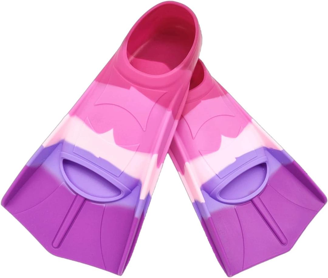 Kids Swim Fins,Comfortable Silicone Flippers for Swimming and Diving,Size Suitable Beginners Kids Girls Boys Adults (XS ( US Kids 13.5-1 ), AAB-Colorful)