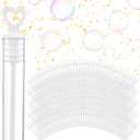 Wedding Bubbles Bulk - White Heart Top Wands (100 Count) Individual Mini Bubble Wand Favors for Weddings, Celebration Party Favor for Guests - Stock Your Home