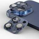 2 Packs Camera Lens Protector for iPhone 13 Pro Max/Pro 9H Tempered Glass Camera Cover Lens Aluminum Alloy Metal matte Case, Scratch Resistant Case Friendly (Blue)