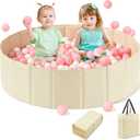 Large Ball Pit for Toddlers - 44 in Baby Ball Pit with Pop-Up Playmat, Foldable Kids Ball Pool, Dog Play Pit, Indoor and Outdoor Use, Hold Over 1000 Balls, Balls Not Include (Beige)