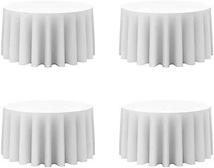 BRILLMAX 6 Pack White Round Tablecloths 120 Inch - Circle Bulk Linen Polyester Fabric Washable Table Cloth Cover for Wedding Reception Banquet Birthday Party Buffet Restaurant