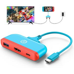 NEWDERY Switch Dock for TV, Type C to 4K HDMI Hub Adapter, Portable Travel PD Charging Dock for Nintendo Switch OLED/Steam Deck/Samsung DeX