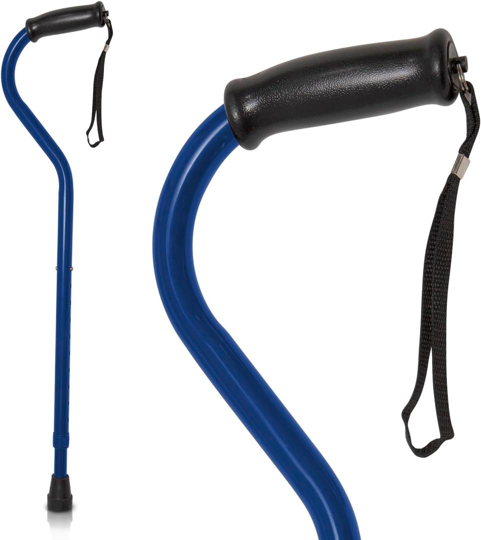 Vive Walking Cane - Heavy Duty Adjustable Cane 29"-38, Supports Up to 600lb - Ergonomic Offset Hand Grip - Bariatric Walking Stick for Men, Women, Senior, Adult - 3/4 Inch Rubber, Weighs 2.5 lbs (Midnight Blue)