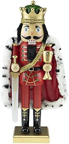 Clever Creations King Arthur 14 Inch Traditional Wooden Nutcracker, Festive Christmas Décor for Shelves and Tables