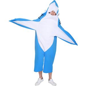 EraSpooky Adult Shark Costume Blue Mascot Party Funny Crazy Dress (One Size)