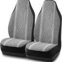 Road Comforts Baja Blanket Seat Covers Gray Diamond High Back Bucket Seat Covers - Jacquard Fabric, Airbag Compatible, Universal Fit for Cars, Trucks, SUVs, and Vans