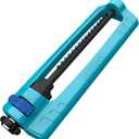 Aqua Joe Oscillating Sprinkler with Adjustable Spray, 16 Clog-Resistant Nozzles, Metal Base & 3600 Square Foot Coverage, Compatible with Garden Hoses