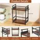 KLM 2 Tier Coffee Bar Organizer for Home Office, Spice Rack for Countertop, Kitchen Counter Storage Shelf with Hanging Basket, Coffee and Tea Condiment Station Organizer