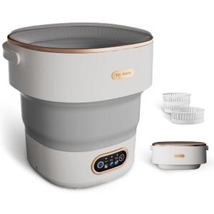 Mini Laundry Machine 16L  Foldable Portable Laundry Machine and Spinner for Baby Clothes, Underwear, Socks; Ideal for Travel, Dorms, Camping (Grey)