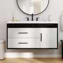 YITAHOME 36 Floating Vanity with Sink, Wall Mounted Bathroom Cabinet Vanity with Soft-Close System Cabinet, Marble Pattern, 2 Drawers & Pre-drilled Three Holes