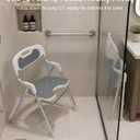 Foldable Shower Chair with Arms and Back Inside Shower, 400LBS Heavy Duty Shower Seat for Elderly Seniors Disabled Adults, U-Shape Cutout 6-Level Height Adjustable Folding Bath Stool