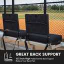 Sheenive Stadium Seats for Bleachers with Back Support, Bleacher Seats with Backs and Cushion Wide, Padded Portable Folding Comfort Stadium Chair with Shoulder Strap, Perfect for Sports Events (Black)