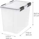 4IRIS USA WeatherPro 32 Qt Storage Bins with Lids, 4 Pack, BPA-Free Plastic Gasket Box with Tight Latch and Seal, Stackable Nestable Tote Tub - Clear/Black