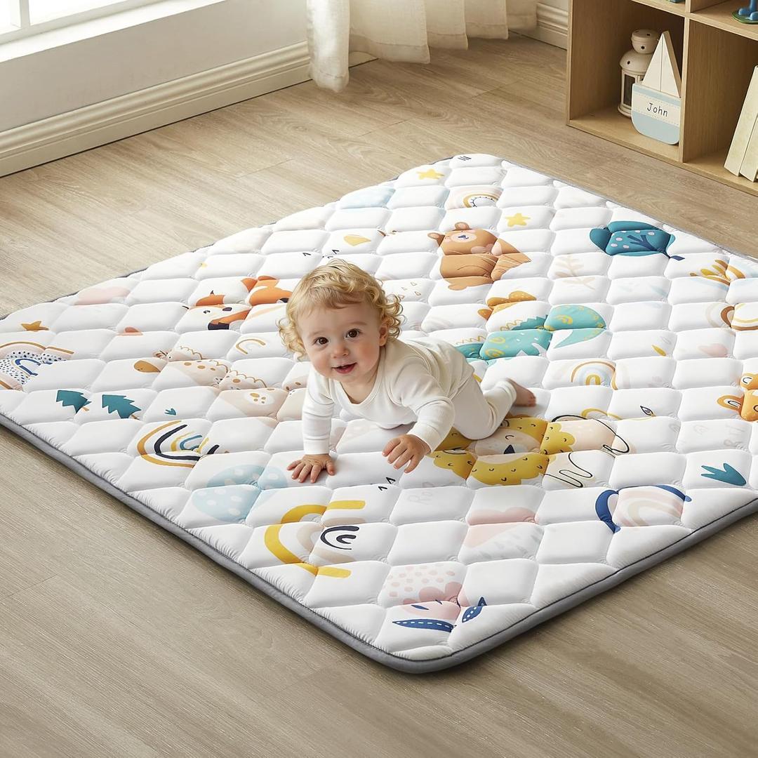 Baby Play Mat 50x50inch, Non-Slip Baby Mat for Floor, Soft Thicker, Portable Playmat, Crawling Mat for Babies, Toddlers & Infants to Play and LearnAnimal