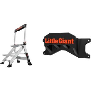 Little Giant Ladders, Jumbo Step, 2-Step, 2 Foot, Step Stool, Aluminum, Type 1AA, 375 lbs Weight Rating, (11902), Silver & Ladders, Ladder Rack, Ladder Accessory, Plastic, Black/Orange, (15097)