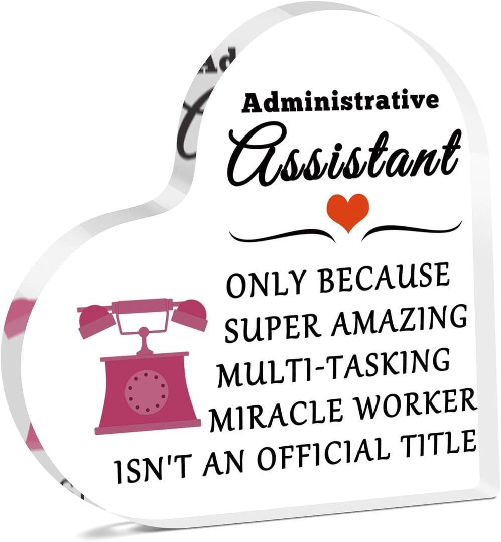 Administrative Assistant Gifts Acrylic Plaque Appreciation Gifts for Secretaries Coworkers Admin Professional Day Office Receptionist Secretary Desk Accessories New Assistant Principal Thank You Gift