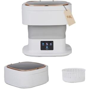 18L Portable Washing Machine, Foldable Mini Washer with 3 Modes, Small Laundry Washer for Clothes, Apartments and Travel (Gray)