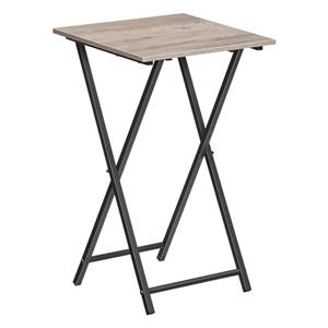HOOBRO Folding TV Tray Table, Wooden TV Tray, Portable Sofa Side Snack Table, Industrial Desk for Small Spaces, Space-Saving, Easy to Install and Fold, Greige and Black BG27BZ01