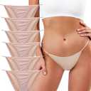 Buankoxy Women's Low-Rise String Bikini Panty Stretch Briefs (Beige)
