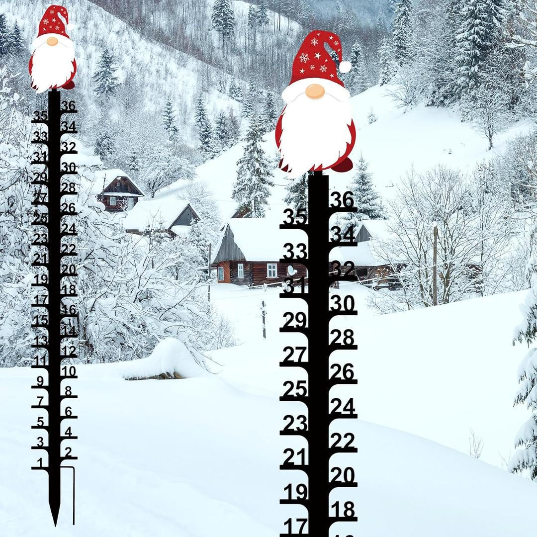 36 Inches Snow Gauge Outdoor,Metal Snow Measuring Stick Outdoor,Large Iron Art Snow Gauge for Yard,Snow Meter Snow Measurement Stick Snow Depth Gauge, Christmas Decorations for Yard Outside