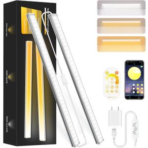 Daymeet Under Cabinet Lights, Bright Ultra Thin 12 Inch LED Cabinet Lighting Under Cabinet Light for Kitchen, 3 Color with Remote and APP Control, USB LED Lights for Closet, Home(2 Pack)