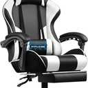 GTPLAYER Gaming Chair, Computer Chair with Footrest and Lumbar Support, Height Adjustable Game Chair with 360-Swivel Seat and Headrest and for Office or Gaming (Snow White)