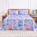 YIYEA 100% Viscose Derived from Bamboo Sheets, 600 Thread Count Cooling Bed Sheet Set for Hot Sleepers, Silky Soft, Breathable, 16" Deep Pocket, 4PC, King, Floral