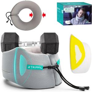 Airplane Sleeping Travel Pillow: 360 Chin & Neck Support with Flat Back for Side Sleepers on Long-haul Flights - Dual-Density Memory Foam (8lb Non-Collapsing) to Prevent Head Bobbing