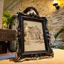 5x7 Vintage Picture Frame, Antique Black and Gold Ornate Photo Frame for Wall Hanging or Tabletop Display, Retro Home Decor, Photo Gallery Art