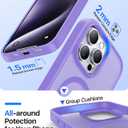 Magnetic for iPhone 15 Pro Max Case, [Compatible with MagSafe][Military-Grade Drop Protection][Anti-Yellowing] Shockproof Translucent Matte Cover for iPhone 15 Pro Max Phone Case,Light Purple