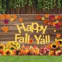Leowefowa Happy Fall Y'all Backdrop Decorations 10x8ft Polyester Happy Fall Banner Photo Backdrop Pumpkin Patch Festival Harvest Backdrops Autumn Backdrops for Photoshoot Autumn Photo Booth Props