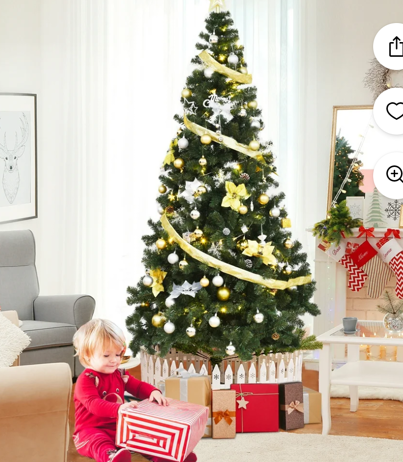 8Ft Artificial PVC Christmas Tree Stand Indoor Outdoor Green