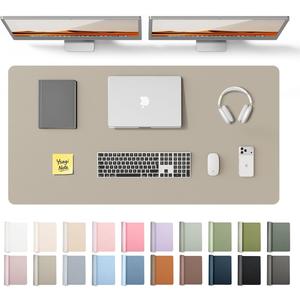 YSAGi Leather Desk Pad Protector, Office Desk Mat, Large Mouse Pad, Non-Slip PU Leather Desk Blotter, Laptop Desk Pad, Waterproof Desk Writing Pad for Office and Home (Olive Beige, 47.2" x 23.21")